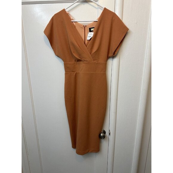 Alexia Admor Naomi V-Neck Dress Orange Size Small - Picture 1 of 6